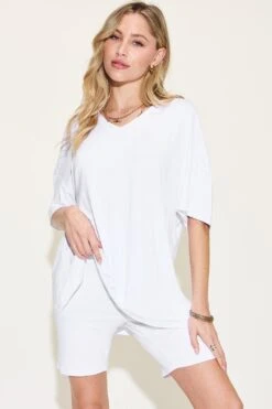 Basic Bae Full Size V-Neck Drop Shoulder T-Shirt And Shorts Set -Sydney So Sweet 6b4f195e 8d21 4e15 8ce4 720f82b37c8a Max