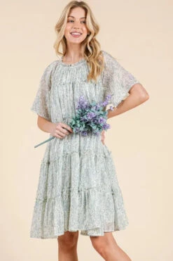 Lime 'N' Chili Ditsy Floral Print Sheer Ruffle Detail Mini Dress -Sydney So Sweet 6ba29e86dd45453b8a164534610d9d4d Max Origin