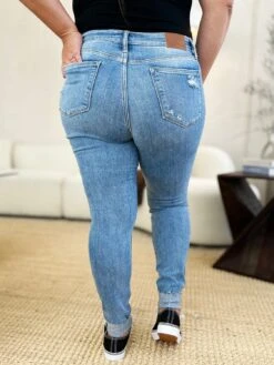 Judy Blue Full Size Mid Rise Destroy & Cuff Skinny Jeans -Sydney So Sweet 6bad1f23 81dc 47a6 a552 4410cc3ff018 Max