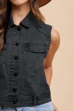 Annie Wear Collared Neck Button Down Denim Vest -Sydney So Sweet 6c1ca8ee 9ea2 4a9a 9242 d41b7b0a2591 Max