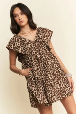 Davi & Dani Animal Printed Velvet Ribbon Mini Dress -Sydney So Sweet 6dd4ed56a4c94de089699df397885713 Max Origin