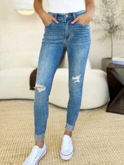 Judy Blue Full Size Mid Rise Destroy & Cuff Skinny Jeans -Sydney So Sweet 6ee5a65e 41d5 4b5a a935 182d5557929e Max