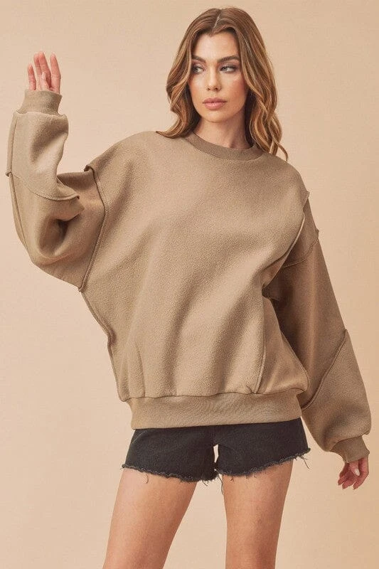 Aemi + Co Exposed Seam Round Neck Drop Shoulder Sweatshirt 3 Aemi + Co Exposed Seam Round Neck Drop Shoulder Sweatshirt