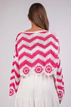 VERY J Chevron/Floral Pattern Crochet Knit Top -Sydney So Sweet 73b9acb204354934ad36e1f094d23134 Max Origin