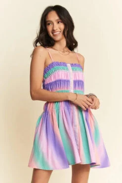 Davi & Dani Multi Color Ombre Printed Bodice Button Up Dress -Sydney So Sweet 73decbfe3a864217a1864f335d6b5e87 Max Origin