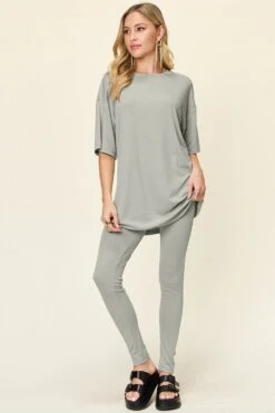 Double Take Full Size Round Neck Dropped Shoulder T-Shirt And Leggings Set -Sydney So Sweet 745485d1 d606 4681 bdd0 612678906408 Max