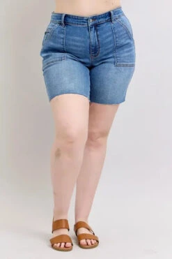 Judy Blue Full Size Mid Rise Bermudas Denim Shorts W/ Back Flap Pockets Plus Size -Sydney So Sweet 74607e43 ebcf 4a11 a768 6e8b9a84a0e2 Max Origin