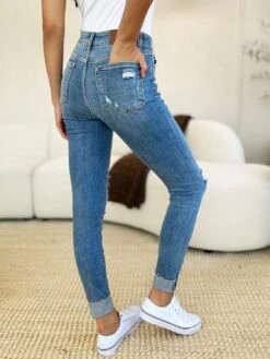 Judy Blue Full Size Mid Rise Destroy & Cuff Skinny Jeans -Sydney So Sweet 7622ec0f b3a4 46c8 a3e1 19377e001deb Max