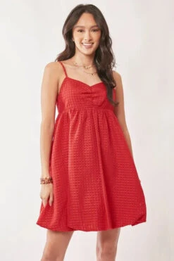 Davi & Dani Textured Sweetheart Neckline Bubble Hem Dress -Sydney So Sweet 768ec391a1d04eb08170c25746aee368 Max Origin