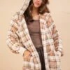 VERY J Fuzzy Plaid Long Sleeve Hooded Jacket -Sydney So Sweet 7936a8cd c29e 4f96 a16f 301924c3f50a Max