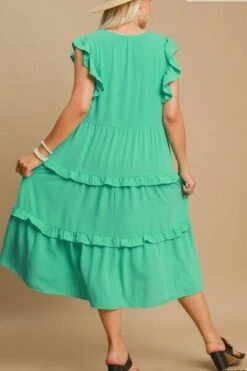 Umgee Full Size Ruffle Tiered Cap Sleeve Midi Dress Plus Size -Sydney So Sweet 794ff939 404f 4214 a510 3e5b679dbacc Min