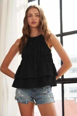 ADORA Halter Neck Smocked Layer Hem Tank Top 8 ADORA Halter Neck Smocked Layer Hem Tank Top -Sydney So Sweet 7a0ae07694f845a3837c384ba9193677 Max Origin