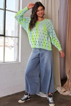 Davi & Dani Two-Tone Ribbed Hem Openwork Knit Top -Sydney So Sweet 7a449d43 0cb0 43cf b5b0 44a42ceed377 Max