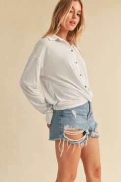 Aemi + Co Twisted Hemline Button Detail Collared Neck Top -Sydney So Sweet 7aa0027a 460f 4dd1 8ffd de8272759b7c Max