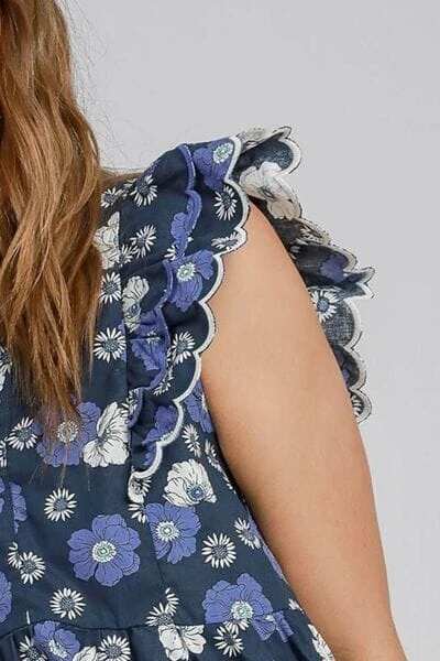 Umgee Full Size Floral Print Peplum Top Plus Size 5 Umgee Full Size Floral Print Peplum Top Plus Size - Image 3