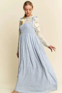 Davi & Dani Plaid Smocking Sleeveless Maxi Dress -Sydney So Sweet 7b4422d31c1740f7bf2645f8aac5d69b Max Origin