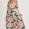 Umgee Full Size Printed Notched Puff Sleeve Midi Dress Plus Size -Sydney So Sweet 7f260828 8de7 4c2d b3a8 59e24dffddd7 Max