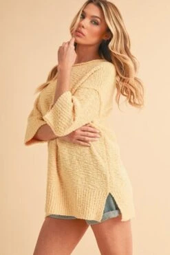 Aemi + Co Side Slit Ribbed Hem Round Neck Sweater -Sydney So Sweet 7f56fb49 c793 4895 ad68 231d3fb20675 Max