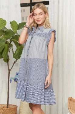 ADORA Button Down Textured Babydoll Dress -Sydney So Sweet 7fd254564b504a8f89da0169ebe03e9f Max Origin