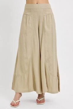 RISEN Shirring Detail Wide Leg Pants