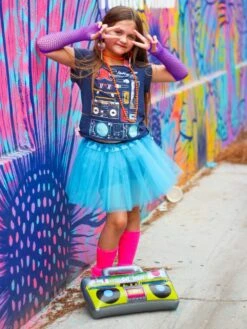 Neon Blue 80's Costume Tutu & Accessories For Kids -Sydney So Sweet 80 sBlueCostume2