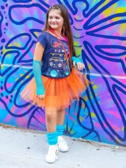 80s Tutu Costume Outfit For Toddlers & Little Girls - 4 Piece Dress Up Set -Sydney So Sweet 80 sOrangeCostume2 fc943f33 7ac7 4d1a bfed ea5e89c230b3