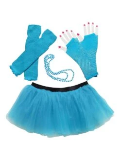 80s Costume For Teens Or Women In Neon Blue With Tutu & Accessories