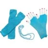 80s Costume Accessories Set In Blue - Leg Warmers, Fishnet Gloves, Beads