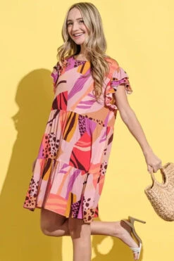 And The Why Printed Double Ruffles Sleeve Dress -Sydney So Sweet 83938601e0e54d9582b22b79a6e02d81 Max Origin