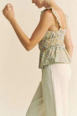 Davi & Dani Plaid Ruffled Strap Smocked Sleeveless Top -Sydney So Sweet 8524db407c8e4f12bb0597cae67e2c62 Max Origin