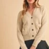 Aemi + Co Ribbed Hem Button Down V-Neck Cardigan -Sydney So Sweet 8572d19a 01d4 4b08 9f27 5003426ee247 Max