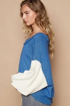 POL Exposed Seam Contrast V-Neck Lantern Sleeve Sweater -Sydney So Sweet 8620637d c6e9 4904 9fd9 2696b5372cc0 Max