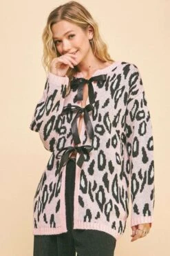 Davi & Dani Leopard Ribbon Tie Front Loose Fit Cardigan -Sydney So Sweet 86c34a2c b445 4478 87a8 9c4d8fa3d2fe Max