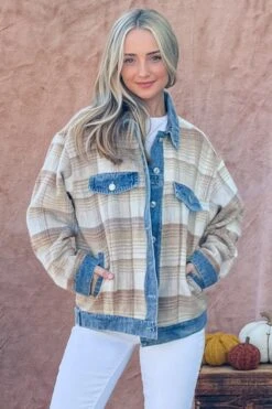 And The Why Full Size Washed Denim Detail Brushed Plaid Jacket -Sydney So Sweet 86f461a6 c25b 48de a531 1772652d1bb9 Max