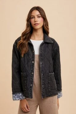 Annie Wear Quilted Printed Lining Snap Down Denim Jacket -Sydney So Sweet 87a59e4a 4fdb 4cb7 a9da 9c99afdacb72 Max