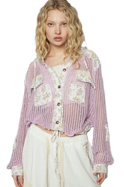 POL Vintage Washed Crochet Hoodie Jacket With Patchwork -Sydney So Sweet 89c83c3ab2cc4b2ea80cda94991fa697 Max Origin