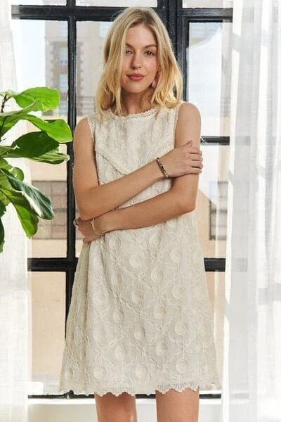 ADORA Applique Round Neck Sleeveless Shift Dress 7 ADORA Applique Round Neck Sleeveless Shift Dress - Image 5