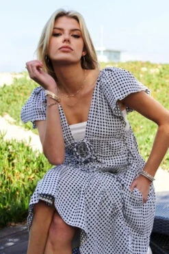 Davi & Dani Jacquard V-Neck Flutter Cap Sleeve Tiered Dress -Sydney So Sweet 8b474a54189b4d508f8040f472f05777 Max Origin