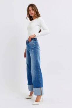 Judy Blue Full Size Distressed High Waist Wide Leg Jeans -Sydney So Sweet 8c256469 b7b6 48bf 90ce 196fa450cb41 Max