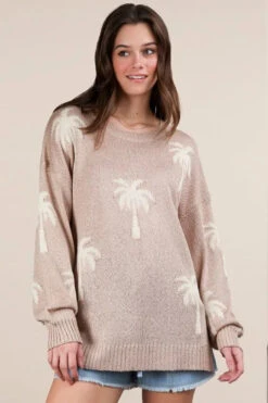 VERY J Palm Tree Graphic Oversized Knit Sweater -Sydney So Sweet 8c67dc22ebc8445abf9601858b8837b8 Max Origin