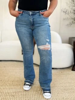 Judy Blue Full Size Mid Rise Destroyed Hem Distressed Jeans -Sydney So Sweet 8d671183 01d8 4361 b7bb 5df31d49d089 Max