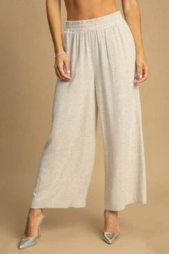 Umgee Full Size High Waisted Embellished Linen Pants Plus Size