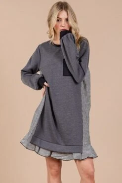 Ces Femme Striped Patchwork Round Neck Terry Sweatshirt Dress -Sydney So Sweet 8e5ef595 2ce0 437e 9187 1d95d739f5b9 Min