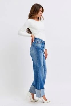 Judy Blue Full Size Distressed High Waist Wide Leg Jeans -Sydney So Sweet 8f4eb88f 5281 47f8 956a cddc8a306e1b Max