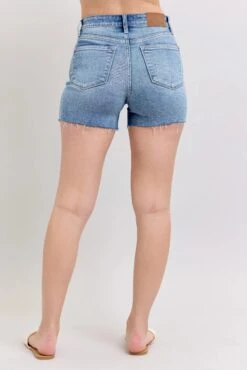 Judy Blue Full Size High Waist Denim Shorts W/stitch Over Destroy Detail Plus Size -Sydney So Sweet 8f7d905ab749435499f6d6987c1a4378 Max Origin
