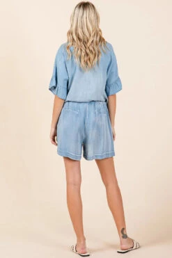 Mittoshop Washed Chambray Elastic Waist Easy Fit Shorts -Sydney So Sweet 8ff79f76ae654b07913b7745d150bfcc Max Origin