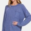 Zenana Full Size Contrast Stitching Brushed Ribbed Hacci Knit Top -Sydney So Sweet 9052d922 156c 4234 b64d ac36eb454b74 Max