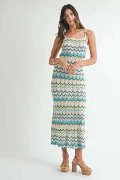 MABLE Lightweight Pointelle Chevron Knit Maxi Dress -Sydney So Sweet 909bf004cd9a4c98a7170a78b7c3f643 Max Origin