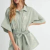 MABLE Embroidered Button Down Collared Neck Romper -Sydney So Sweet 90ebc86db6a7463fb3d519396ec8de0b Max Origin