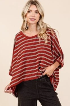 Mittoshop Texture Striped Print Round Neck Dolman Sleeve Top -Sydney So Sweet 92dcfec1 2114 4b08 ac4d 0af1ea4d4200 Min